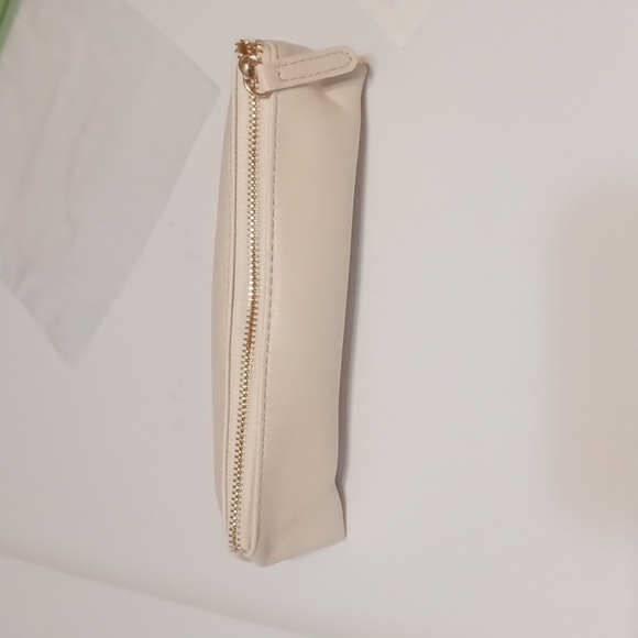 PU LeatherSmall Slim Cosmetic Pouch Storage Waterproof Zipper Pouch White - Picture 3 of 4